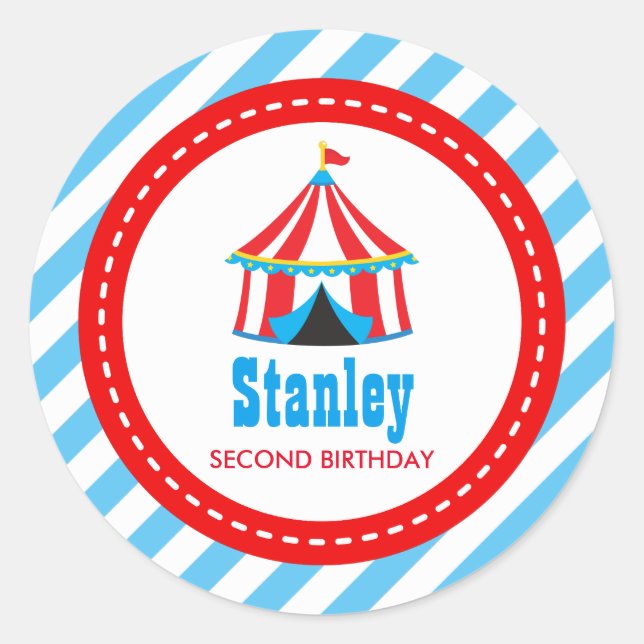 Circus Carnival Birthday Baby Shower Classic Round Sticker (Front)