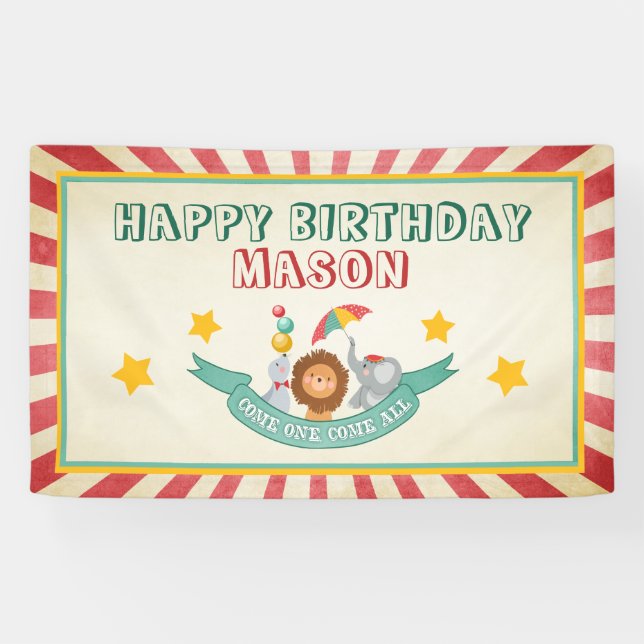Circus Carnival Birthday Banner Vintage Party (Horizontal)