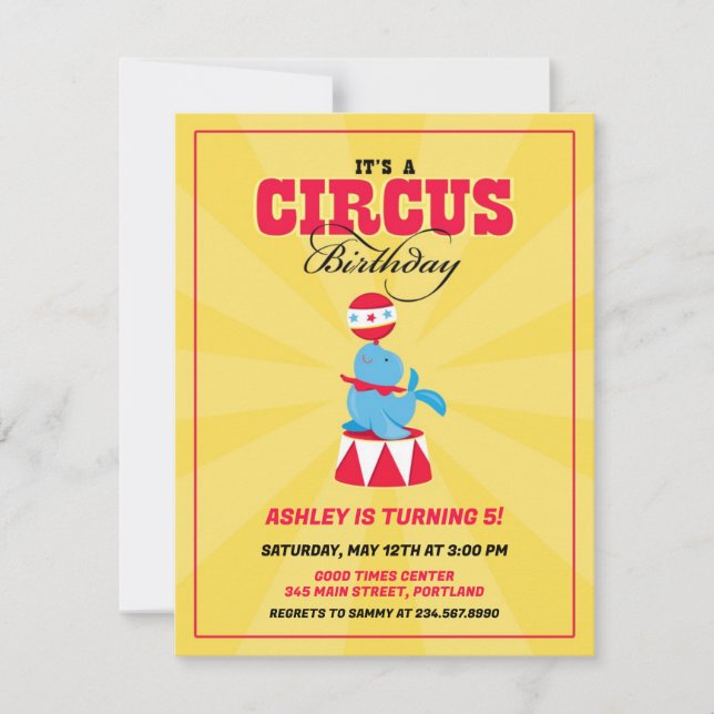 Circus Carnival Birthday Party Invitation (Front)