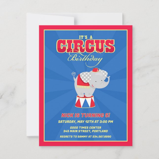 Circus Carnival Birthday Party Invitation (Front)
