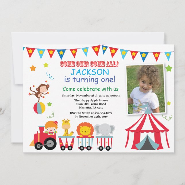 Circus Carnival Birthday Party Invitation (Front)
