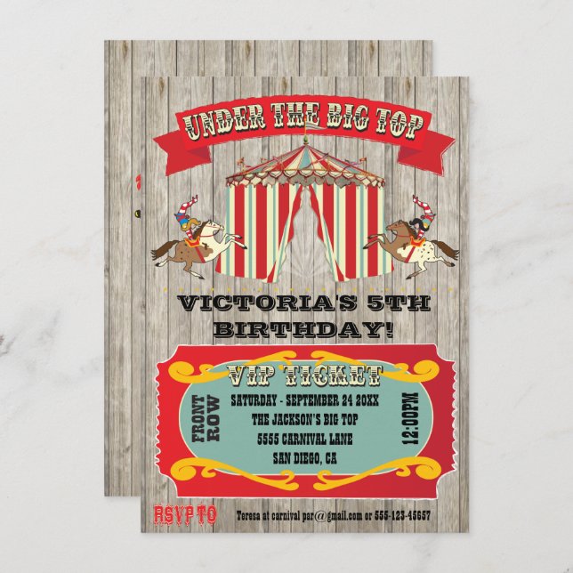 Circus Carnival Birthday Party Invitation (Front/Back)