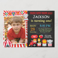 Circus Carnival Birthday Party Photo Invitation
