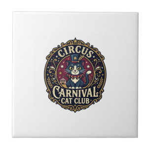 Circus Carnival Cat Cat Dad Gift Idea - Circus Car Tile