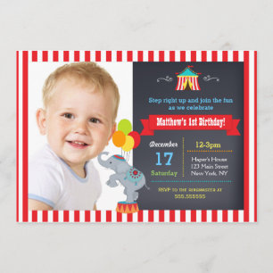 Circus Carnival Chalkboard Birthday Invitations