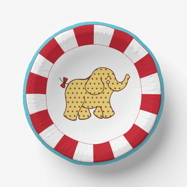 Circus Carnival Elephant Party Bowls Paper Plate (Front)