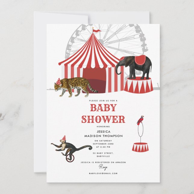 Circus Carnival Festival Theme Big Top Baby Shower Invitation (Front)