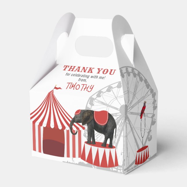 Circus Carnival Festival Theme Big Top Birthday Favor Box (Front Side)