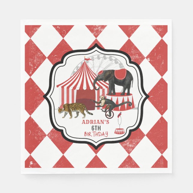 Circus Carnival Festival Theme Big Top Birthday Napkin (Front)
