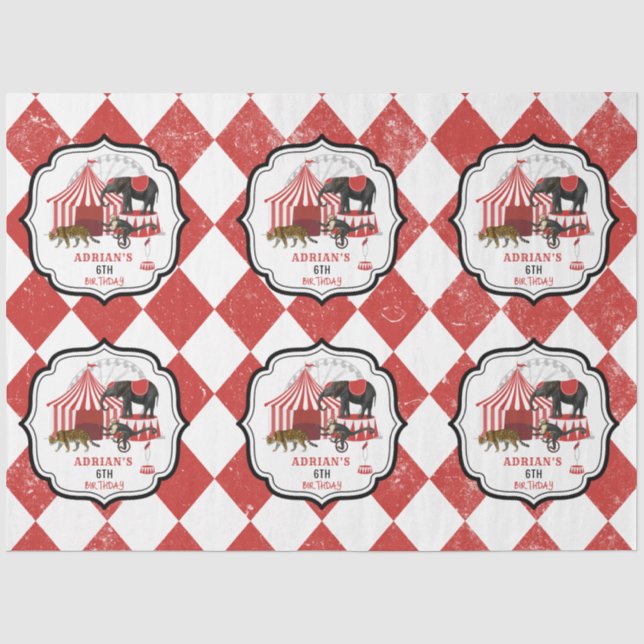 Circus Carnival Festival Theme Big Top Birthday Tissue Paper (Front)