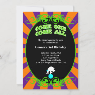 Circus Carnival Invitation Orange and Purple