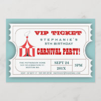Circus Carnival Party Billet d'entrée Invitation