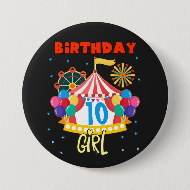 Circus Carnival Party Girl Theme Matching  3 Inch Round Button (Front)