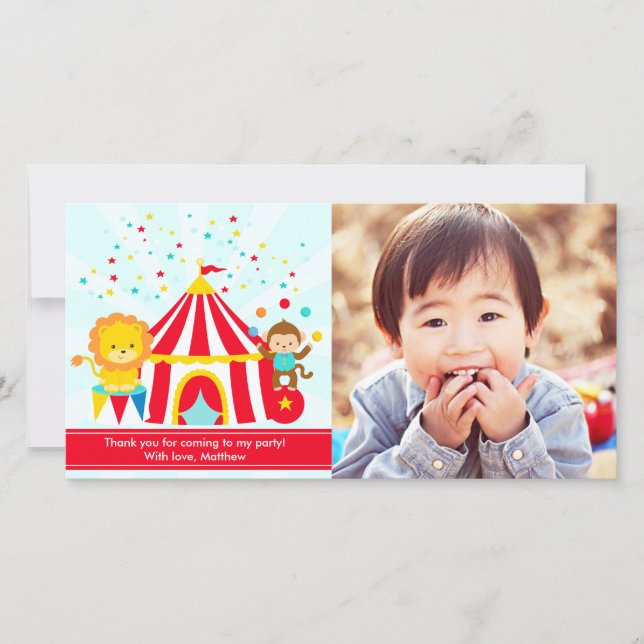 Circus Carnival Personalized Thank You Card (Front)