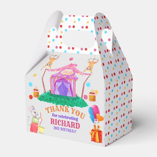 Circus Carnival Theme Colourful Birthday Party Favor Box (Front Side)