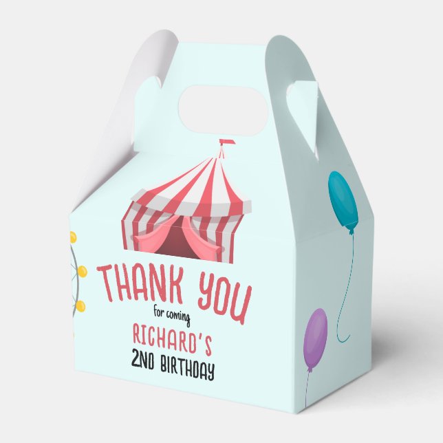Circus Carnival Theme Kid's Birthday Party Favor Box (Front Side)