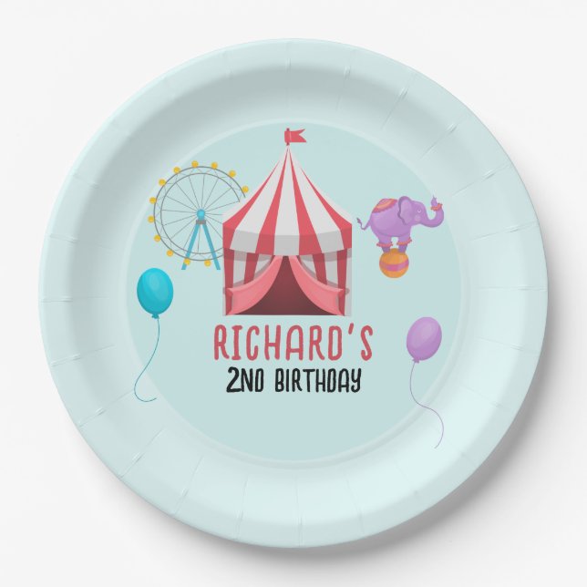 Circus Carnival Theme Kid's Birthday Party Paper Plate (Front)