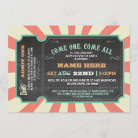 Circus Carnival Ticket Baby Shower Invitation