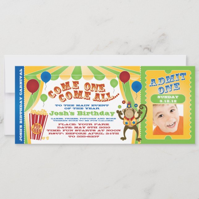 CIRCUS CARNIVAL TICKET INVITES (Front)