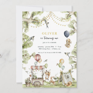 Circus Carnival Woodland Forest Birthday Party Invitation