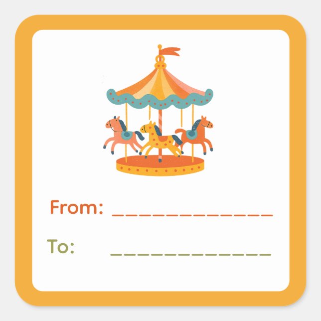Circus Carousel Gift Label (Front)