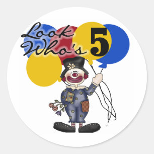 Circus Clown 5th Birthday Tshirts and Gifts Classic Round Sticker