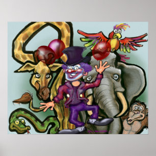 Circus Clown and Animals  Poster