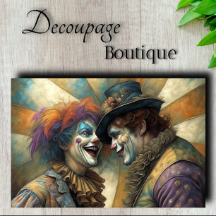 Circus Clown Couple Decoupage Tissue Paper