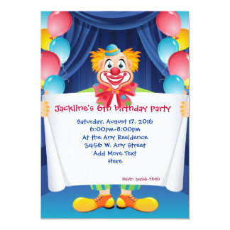 clown party invitations announcements zazzle ca