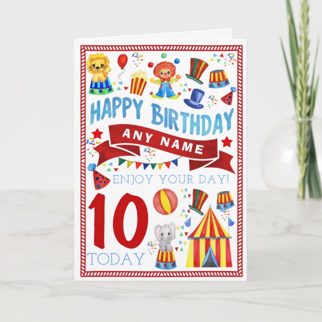 Circus Clown Personalized Birthday Card (Front)