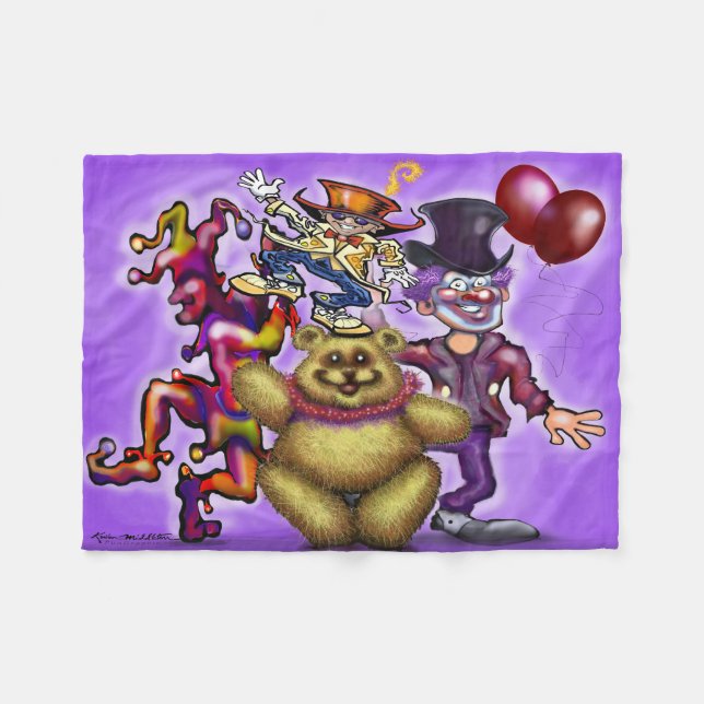 Circus Clowns Fleece Blanket (Front (Horizontal))