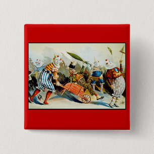 Circus Clowns - Vintage Fine Art 2 Inch Square Button