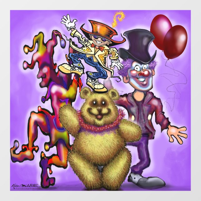 Circus Clowns Window Cling (Sheet)