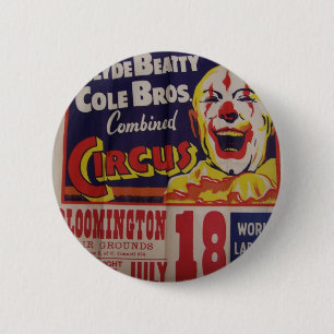 Circus, 'Clyde Beatty and Cole Bros' Retro Theatre 2 Inch Round Button