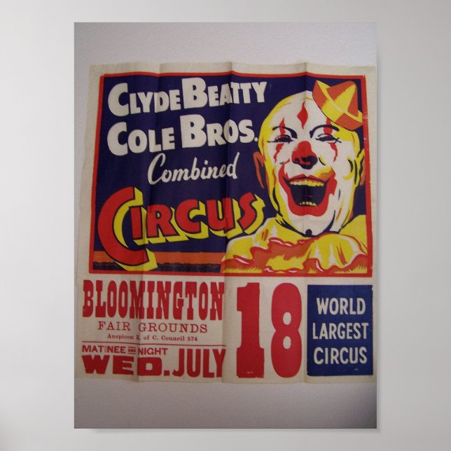 Circus, 'Clyde Beatty and Cole Bros' Retro Theatre Poster (Front)