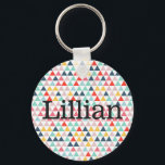 Circus Colour Triangles Keychain<br><div class="desc">Bright and vibrant circus colours triangle pattern collection.  Look for customizable pieces,  perfect for parties,  baby,  and everything in between.</div>