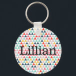 Circus Colour Triangles Keychain<br><div class="desc">Bright and vibrant circus colours triangle pattern collection. Look for customizable pieces, perfect for parties, baby, and everything in between.</div>