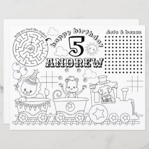 Circus Colouring Placemat, Carnival Activity Sheet