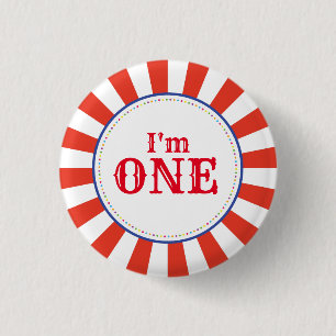Circus Cute Colourful 1st Birthday Party Theme 1 Inch Round Button