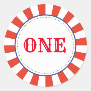 Circus Cute Colourful 1st Birthday Party Theme Classic Round Sticker