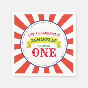 Circus Cute Colourful 1st Birthday Party Theme Napkin