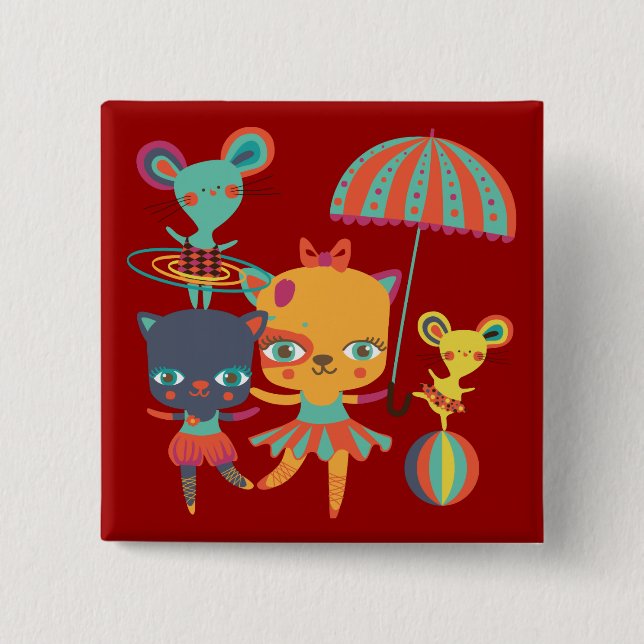 Circus Cuties 2 Inch Square Button (Front)