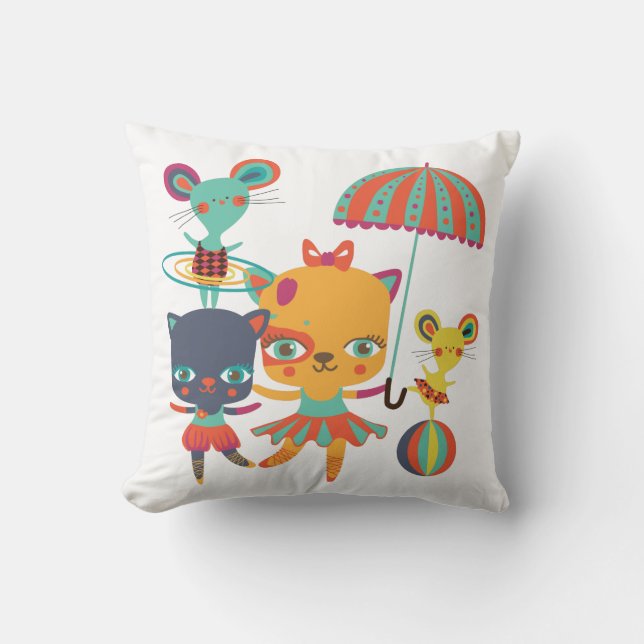 Circus Cuties Throw Pillow (Front)