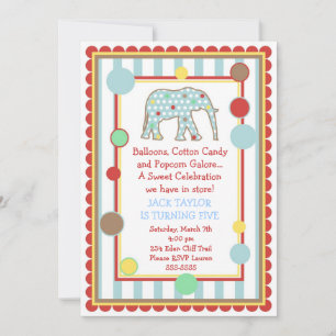 Circus Elephant Birthday Invitation