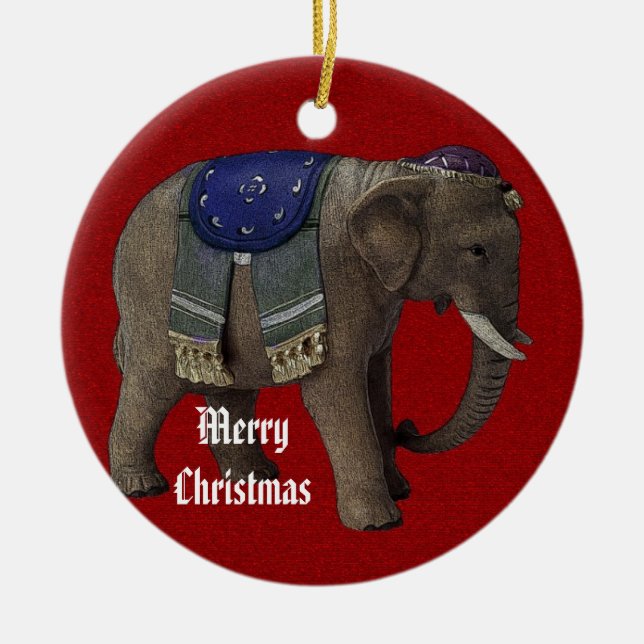 Circus Elephant Christmas Ornament (Front)