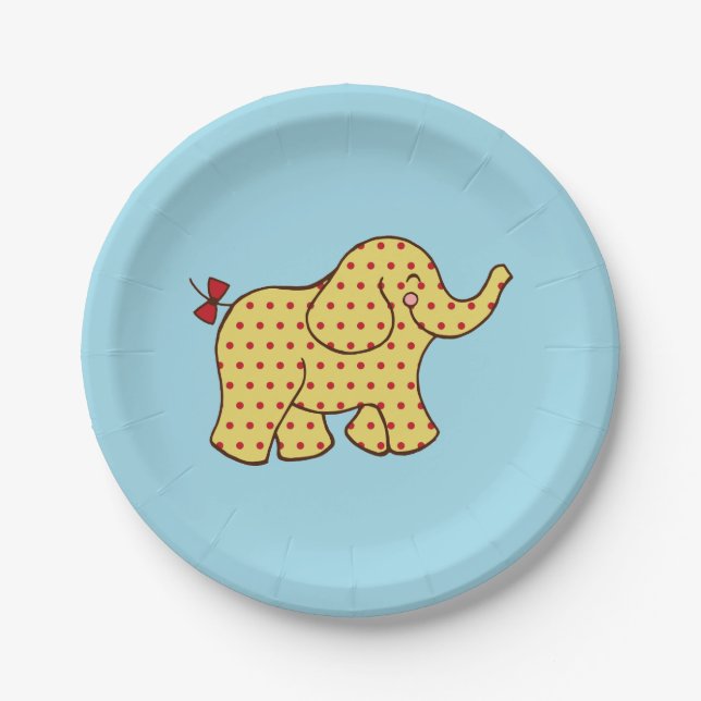 Circus Elephant Kids Birthday Party Paper Plates (Front)