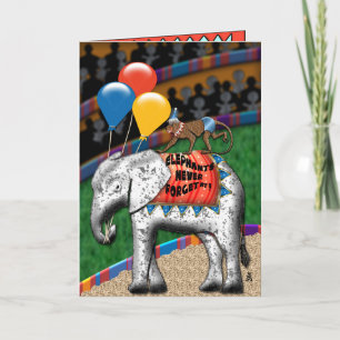 Circus Elephant & Monkey (Birthday Card) Card
