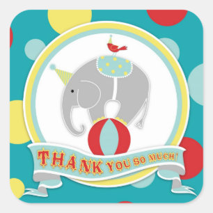 Circus Elephant Thank You Label