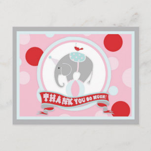 Circus Elephant Thank You Pink Card