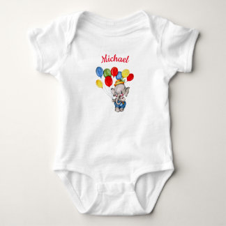 Circus Elephant with balloons personalized name Baby Bodysuit